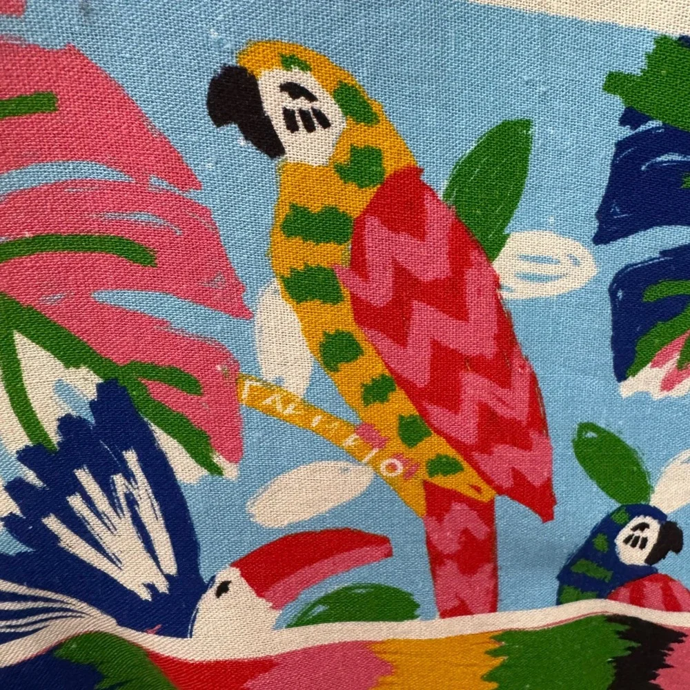 FARM Rio Tropical Print Maxi Dress Small Colorful Birds V Neck Backless Linen